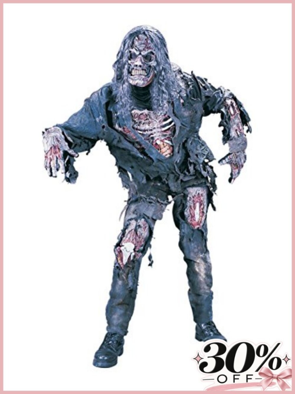 3D Zombie Costume Complete Set Mask Gloves Adult Halloween